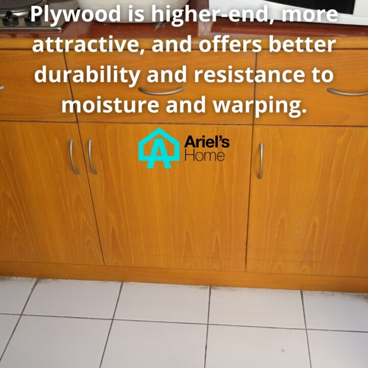plywood vs particle board kitchen cabinets warping